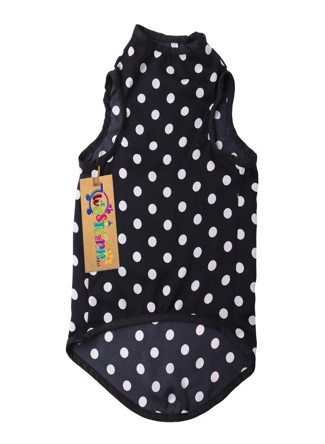 Western Era Funky Soft Cotton Dog T-Shirt | Comfortable & Breathable Dog Clothing | Sleeveless Vest Puppy Outfit |(Polka Black) (XXSmall) (10inches) - Image 5